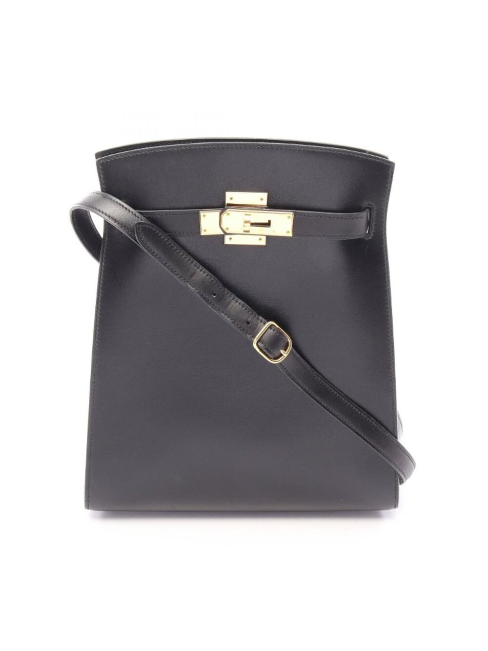 Hermes Shoulder Bag Kelly Sports MM Black Calfskin